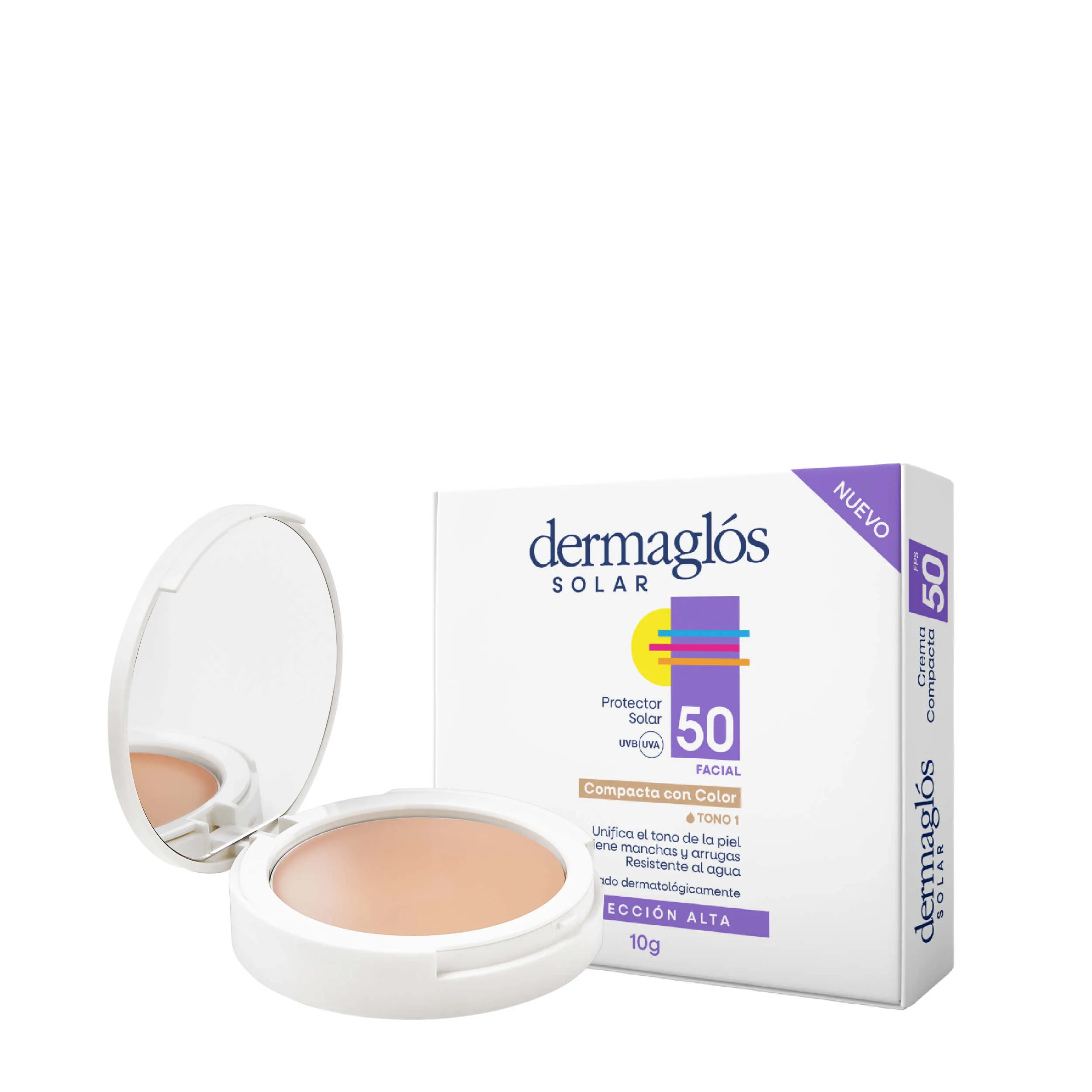 Protector Solar Facial Crema Compacta FPS 50 con Color Tono 1