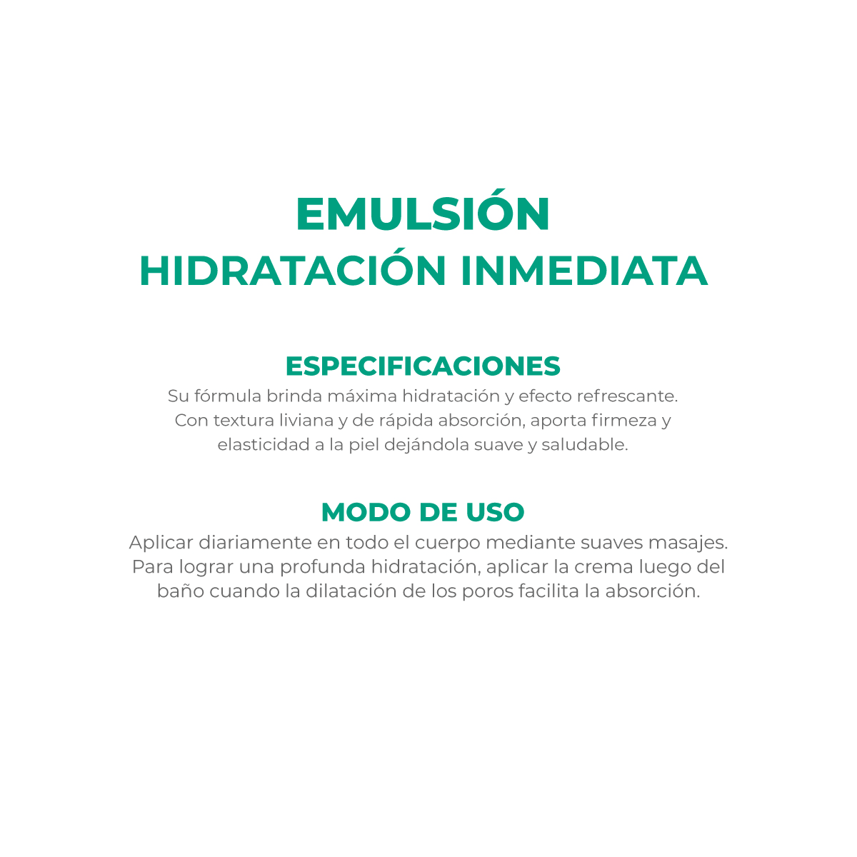 Emulsión Corporal Hidratación + Absorción Inmediata 300 g